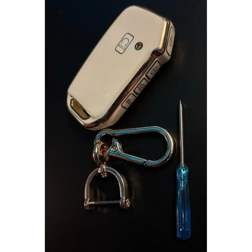 NEW White & Gold Soft TPU Key FOB Cover for Kia Sorrento/Soul/Sportage/Forte